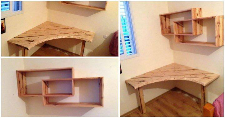 Diy Pallet Desk With Art Style Shelves Easy Pallet Ideas