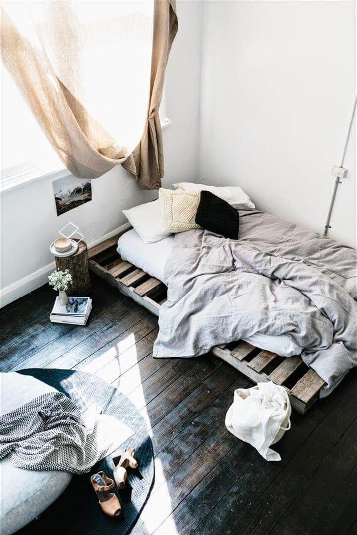 recycled pallet platform bed