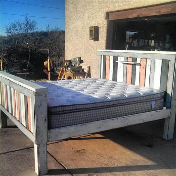 sturdy pallet bed frame with headboard