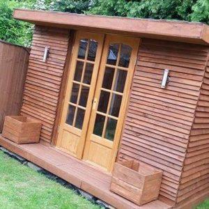 recycled pallet wood outdoor cabin