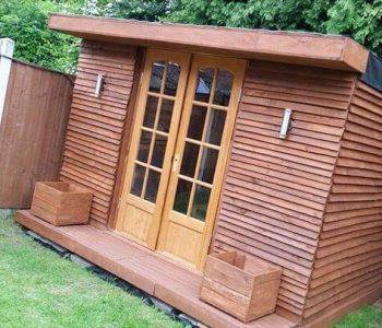 recycled pallet wood outdoor cabin