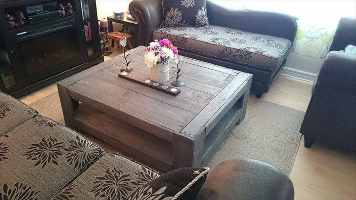recycled pallet grey coffee table