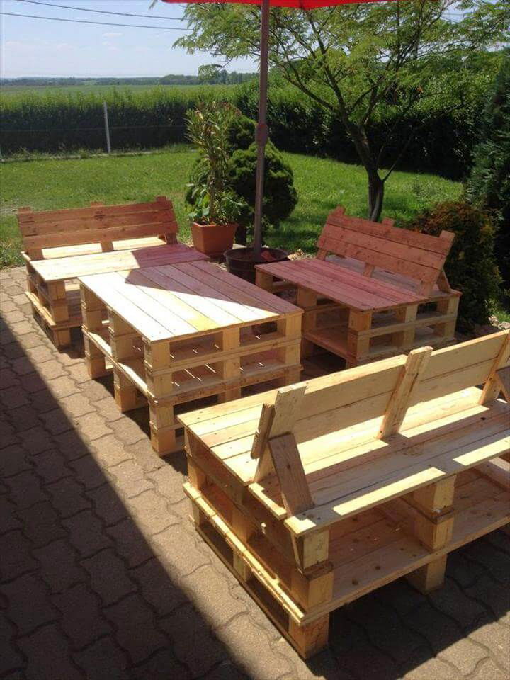 Patio Furniture Set Made From Pallets Easy Pallet Ideas