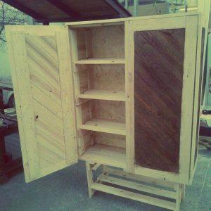 diy pallet cabinet with inside shelves