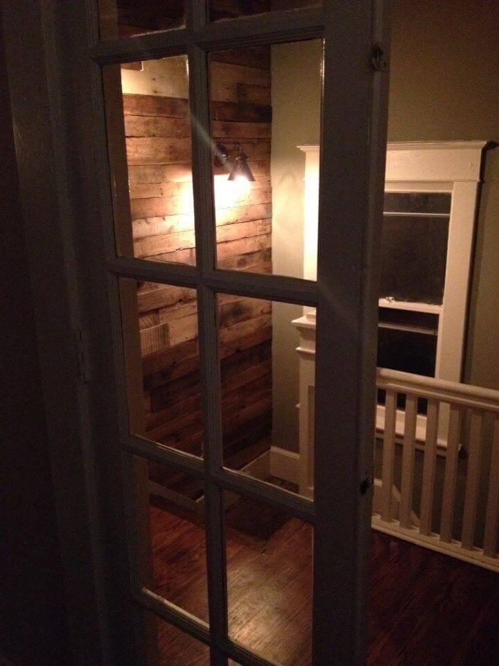 recycled pallet upstairs wall