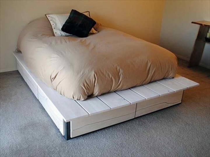 white pallet platform bed design