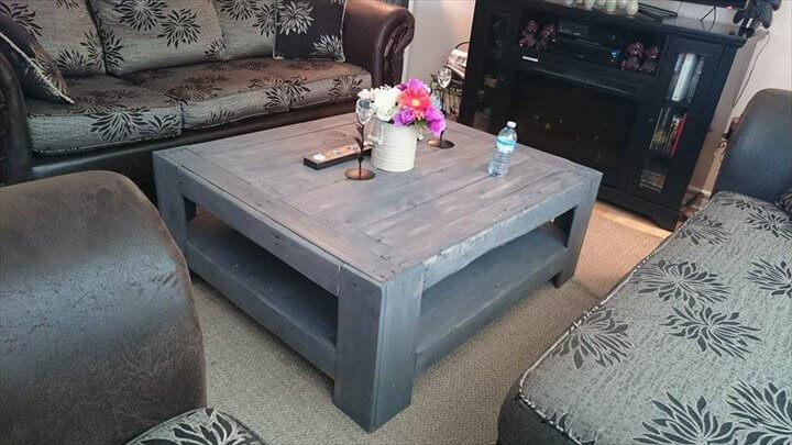 repurposed pallet grey coffee table