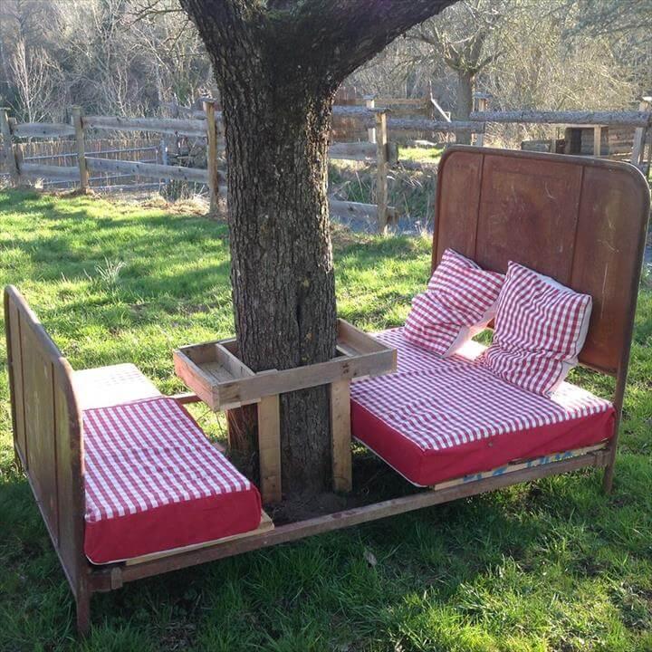 diy pallet and old bed garden furniture