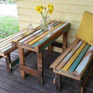 reclaimed pallet breakfast table with benches