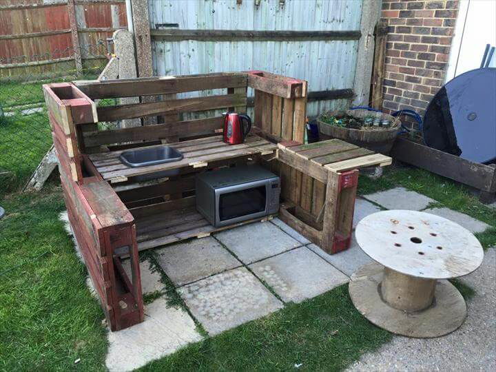 Mud Kitchen made from pallets and wooden crates