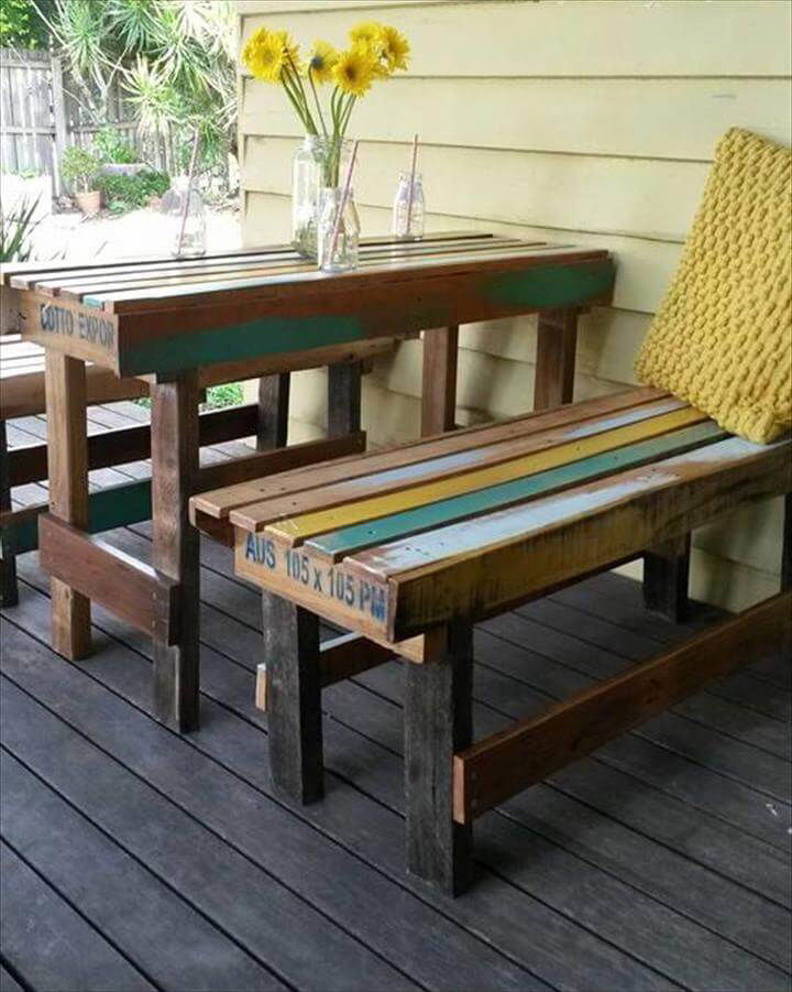 Pallet Outdoor Breakfast Set Patio Furniture Easy Pallet Ideas