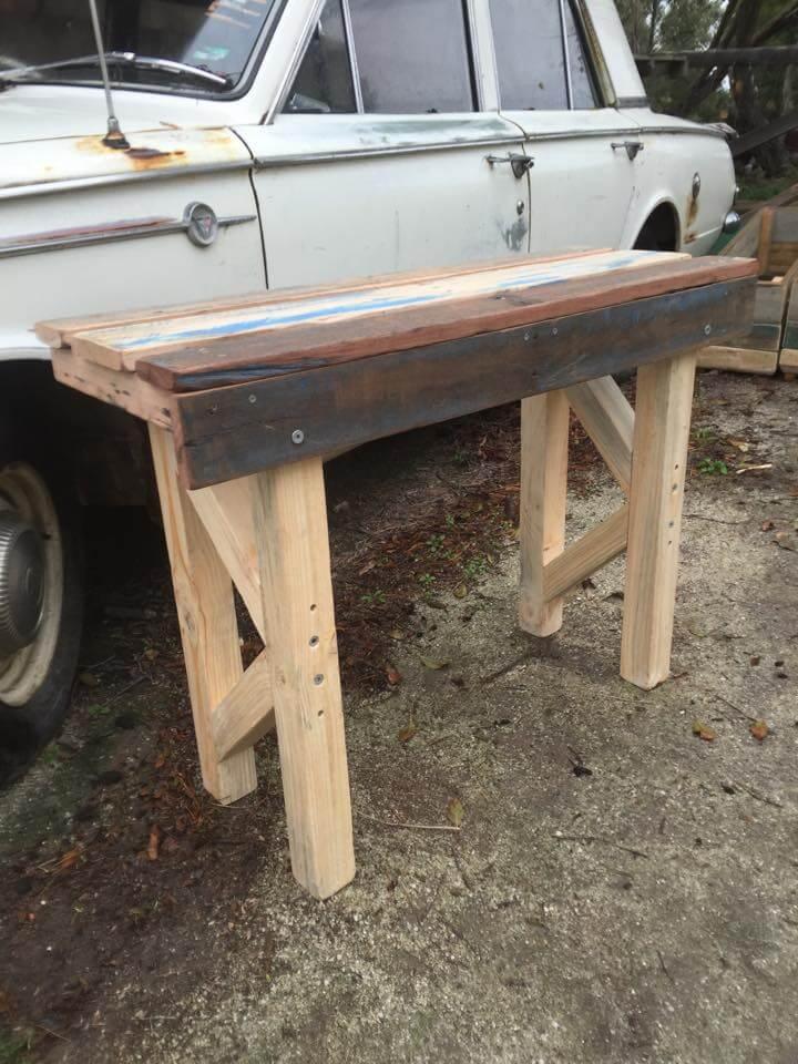 upcycled pallet patio table with raised top