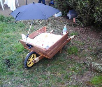 upcycled pallet wheelbarrow baby cradle