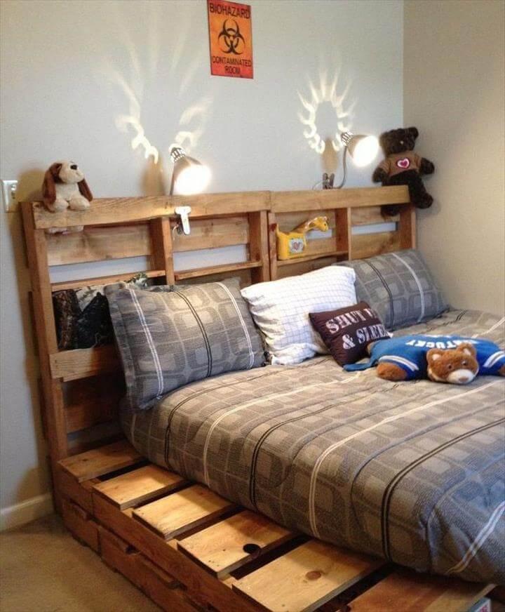100 Diy Recycled Pallet Bed Frame, How To Make A Twin Bed Out Of Pallets