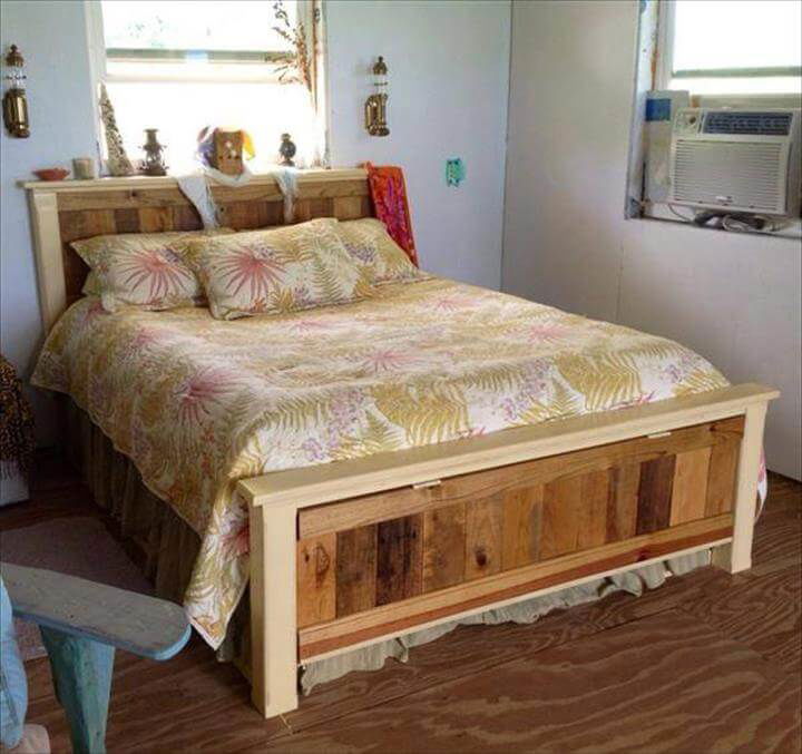 wooden bed made of pallets