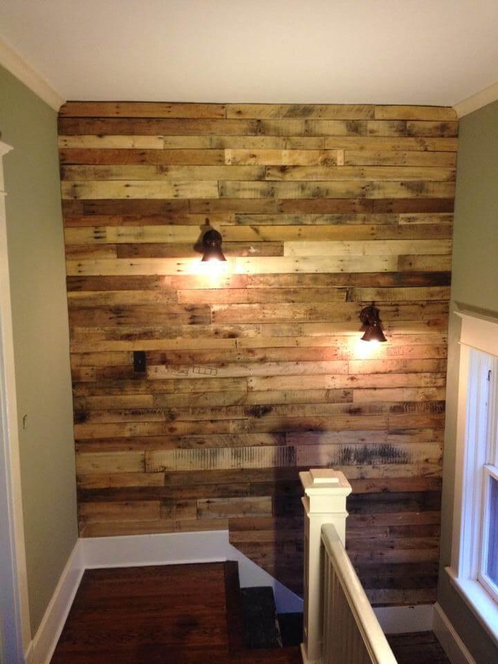 diy accent pallet upstairs wall