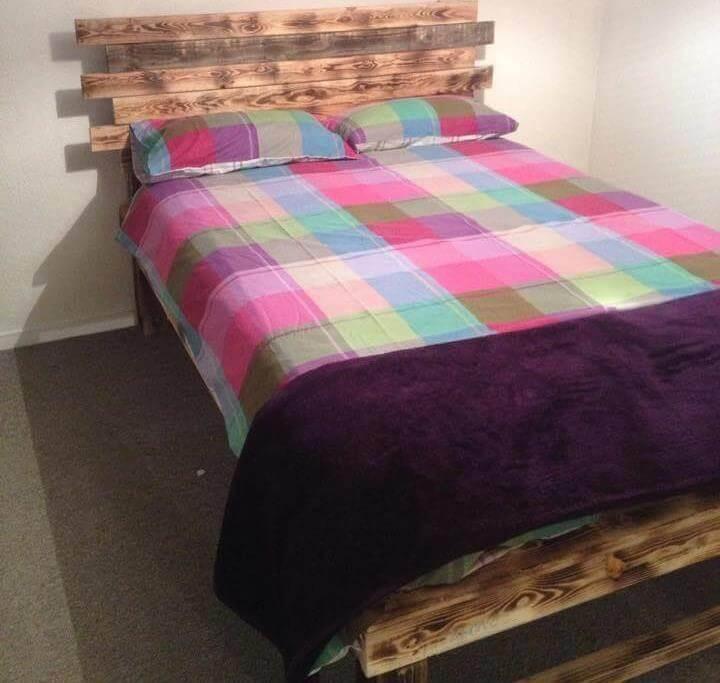 handmade scorched pallet queen size bed