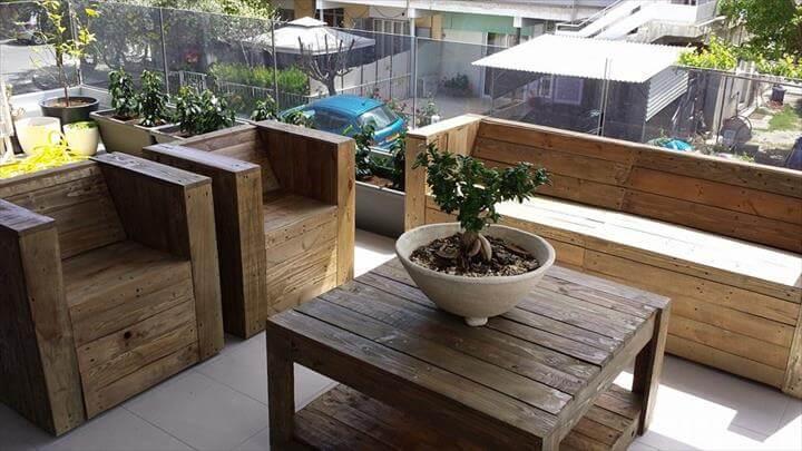 recycled pallet beefy terrace furniture set