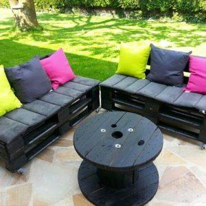 upcycled pallet black painted sofa with cushion