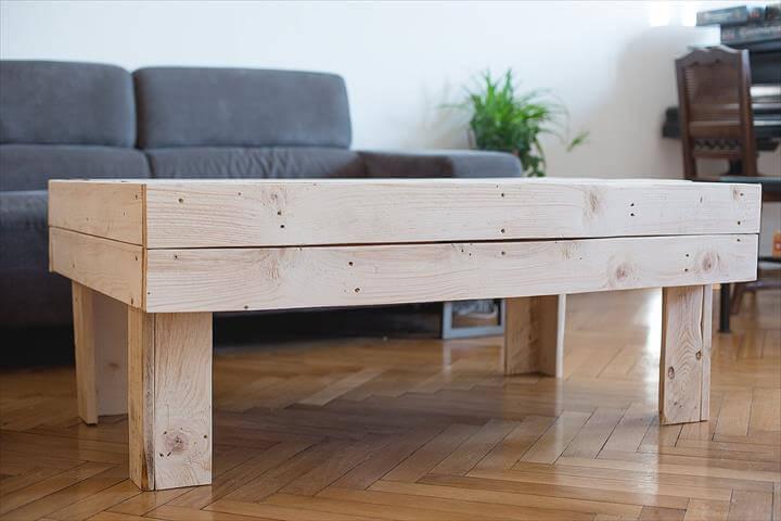 distressed white pallet coffee table