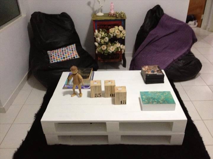 recycled pallet white coffee table with storage