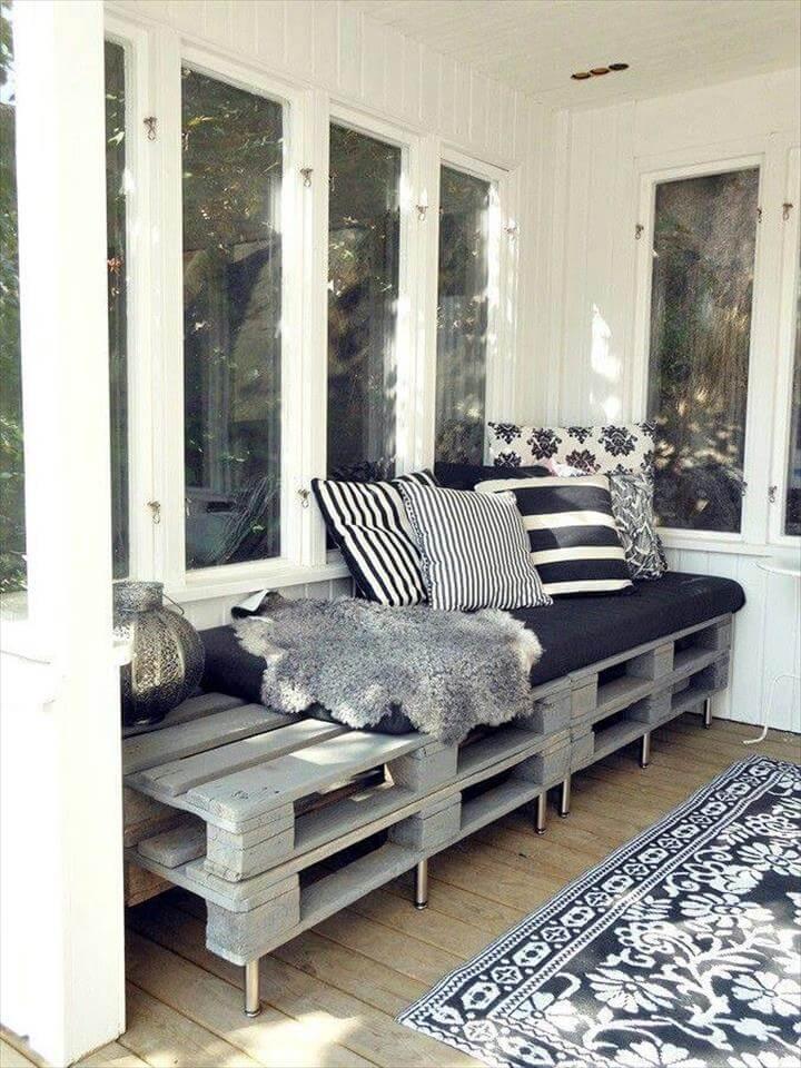 grey painted pallet board sofa