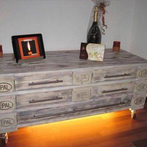 recycled pallet dresser with 5 drawers