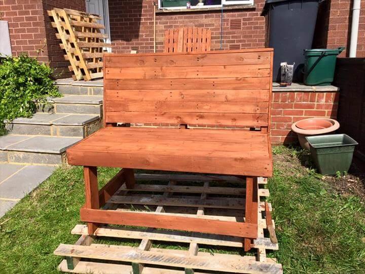 repurposed pallet outdoor and garden bench