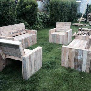 hand-built pallet patio chairs and benches