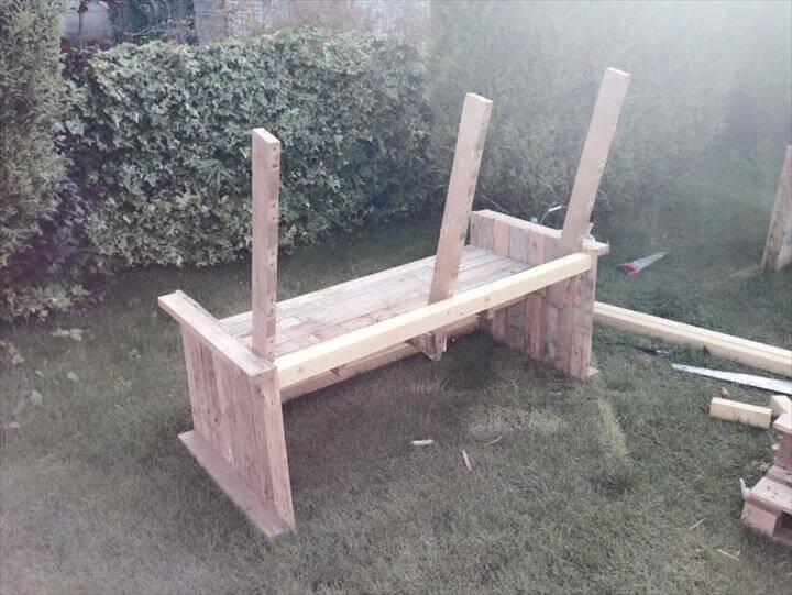 upcycled pallet patio bench construction