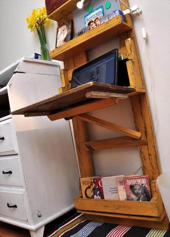 recycled pallet wall mounted computer desk and shelf