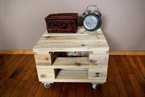 Wood Pallet Ottoman with Blue Cushion - Easy Pallet Ideas