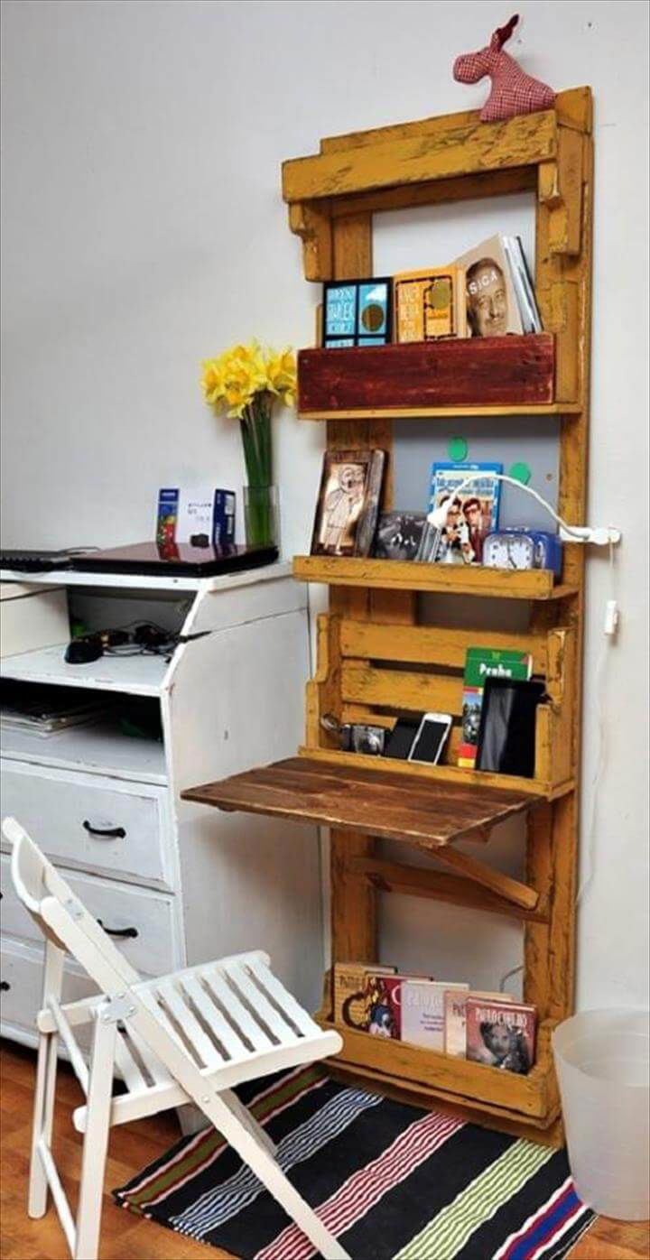 Computer Desk Made Out of Pallets & Office Shelf - Easy Pallet Ideas