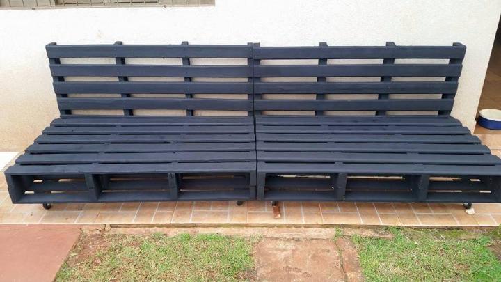 whole pallet stained garden sofa