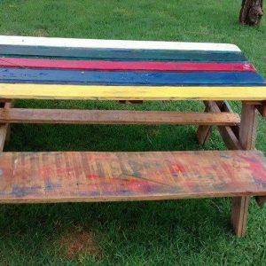 recycled pallet colorful picnic table