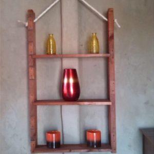 recycled pallet and nautical rope wall hanging shelf