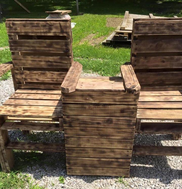 recycled pallet double chair bench