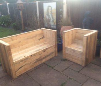 upcycled pallet garden bench and chair