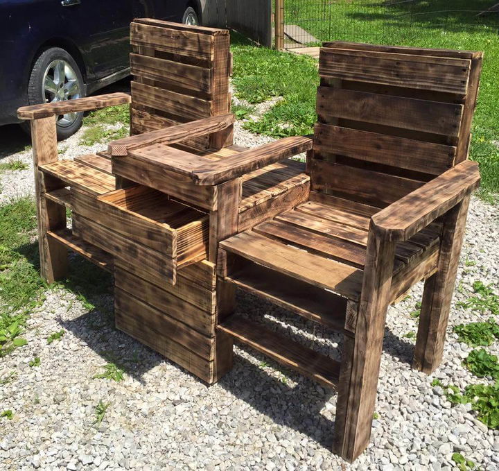 Upcycled Pallet Double Chair Bench - Easy Pallet Ideas