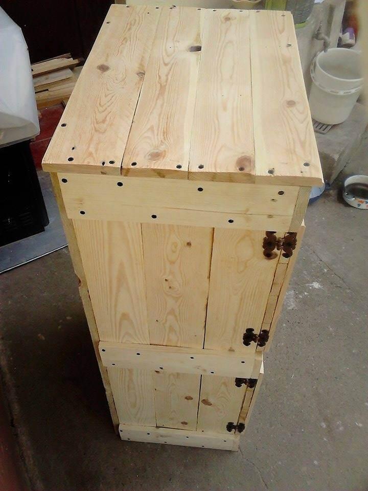 reclaimed pallet side table and floor cabinet
