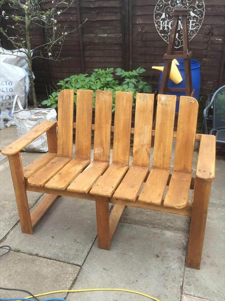recycled sturdy pallet outdoor bench
