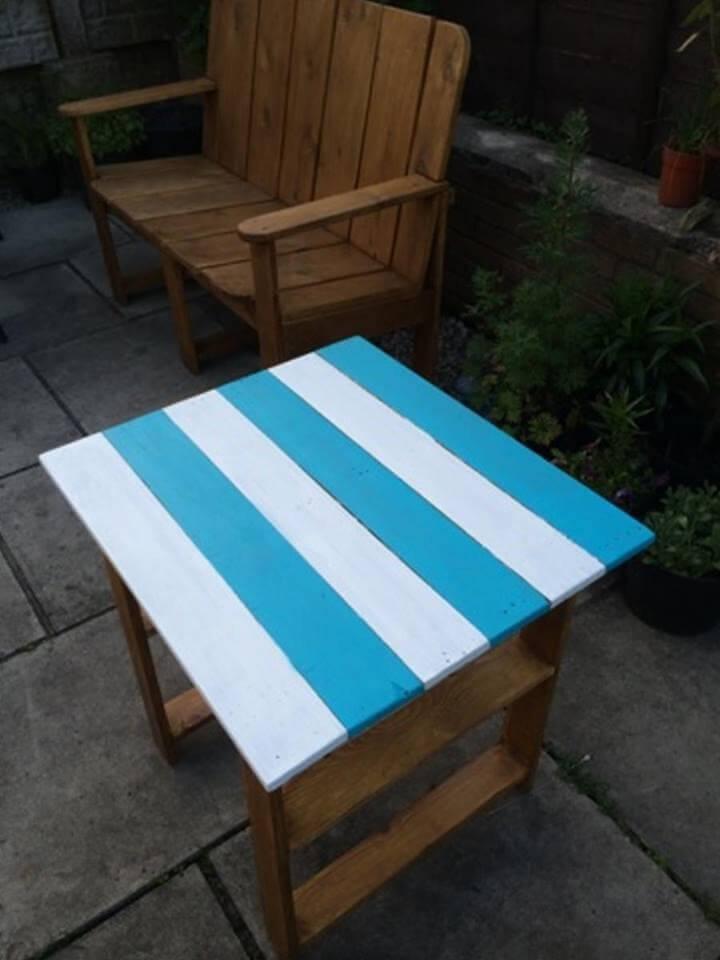 upcycled pallet coffee table with painted top