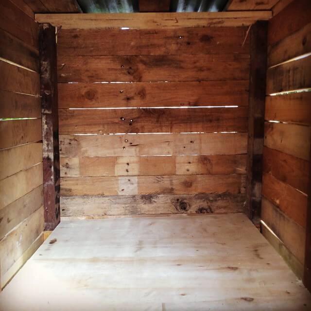 wooden pallet cage interior