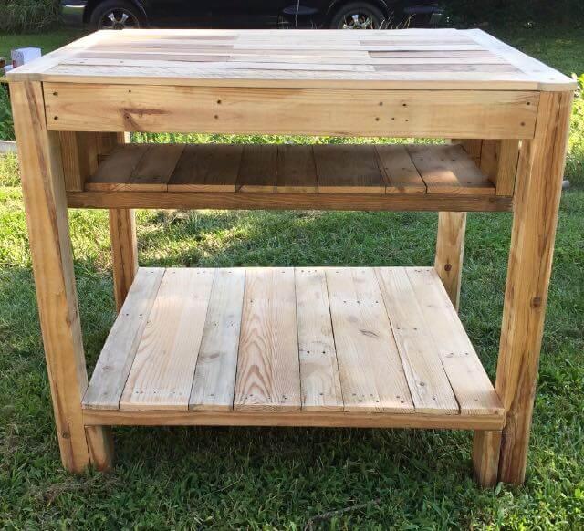 Reclaimed Pallet Kitchen Island Table - Easy Pallet Ideas
