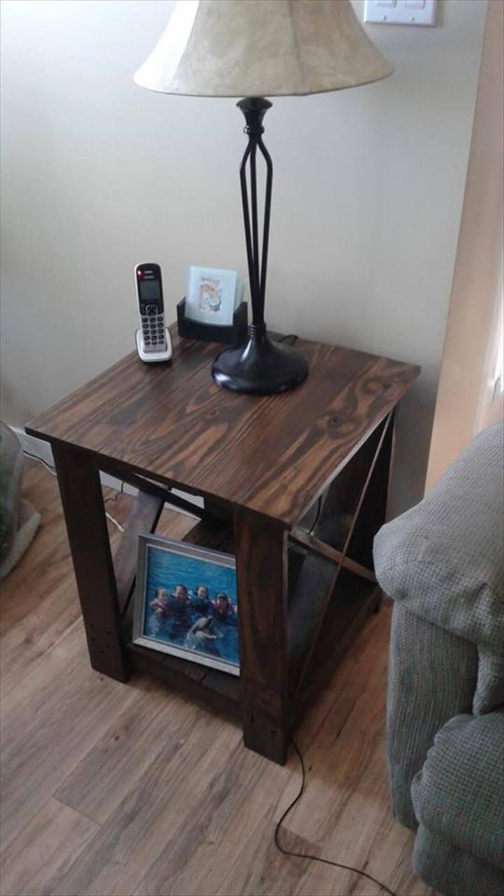 Repurposed pallet side table