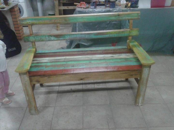handcrafted pallet wooden patio bench
