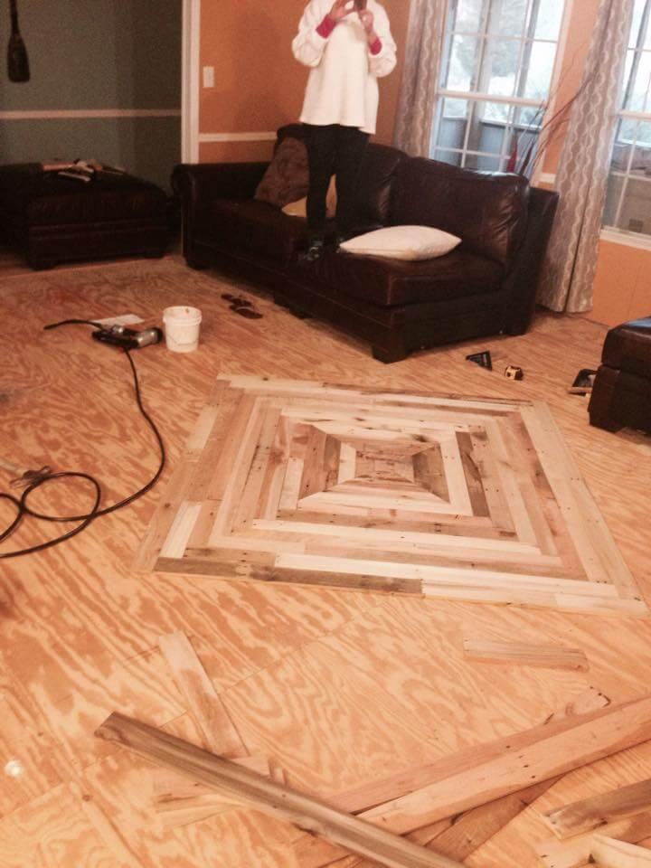 repurposed pallet interior flooring