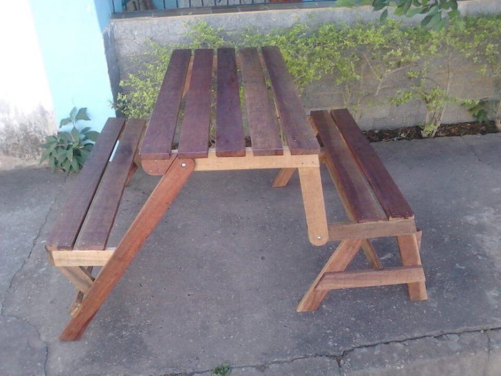 Diy Fold Able Pallet Bench Picnic Table Easy Pallet Ideas