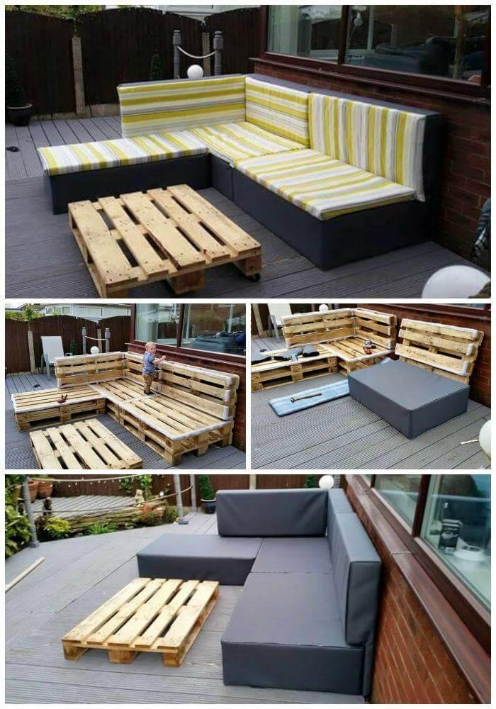 DIY Pallet Upholstered Sectional Sofa Pallet Furniture Ideas Pallet Ideas Easy Pallet Projects 