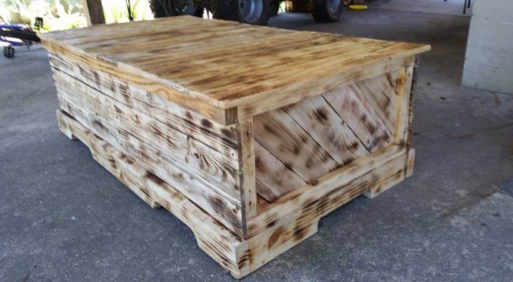recycled pallet scorched pallet coffee table